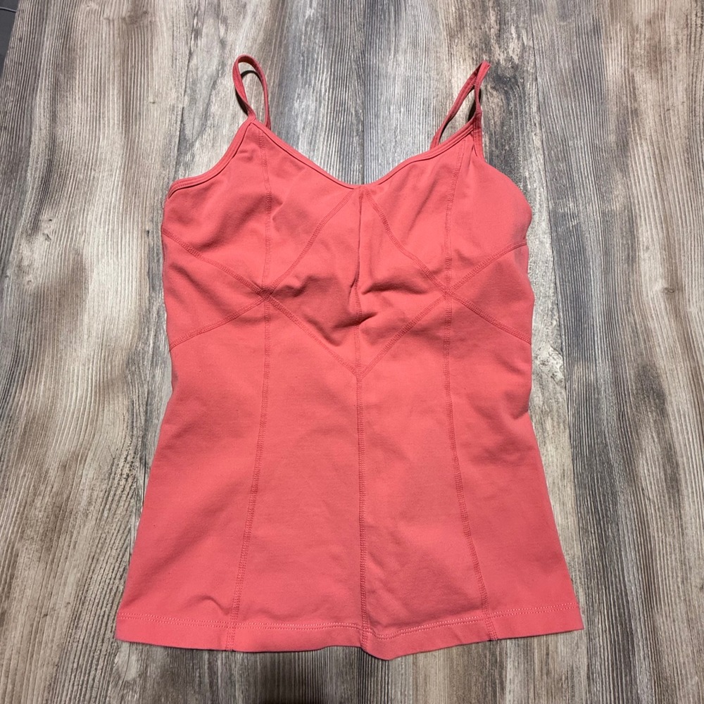 Prana Cami Tank Top Coral Pink Geometric Seam Gorpcore